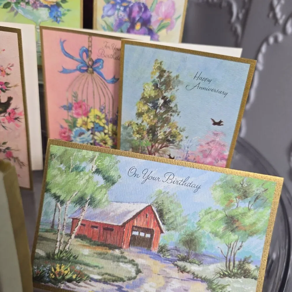 Vintage Box of 10 Greeting Cards Envelopes Painted by Richard Bauer By Mouth